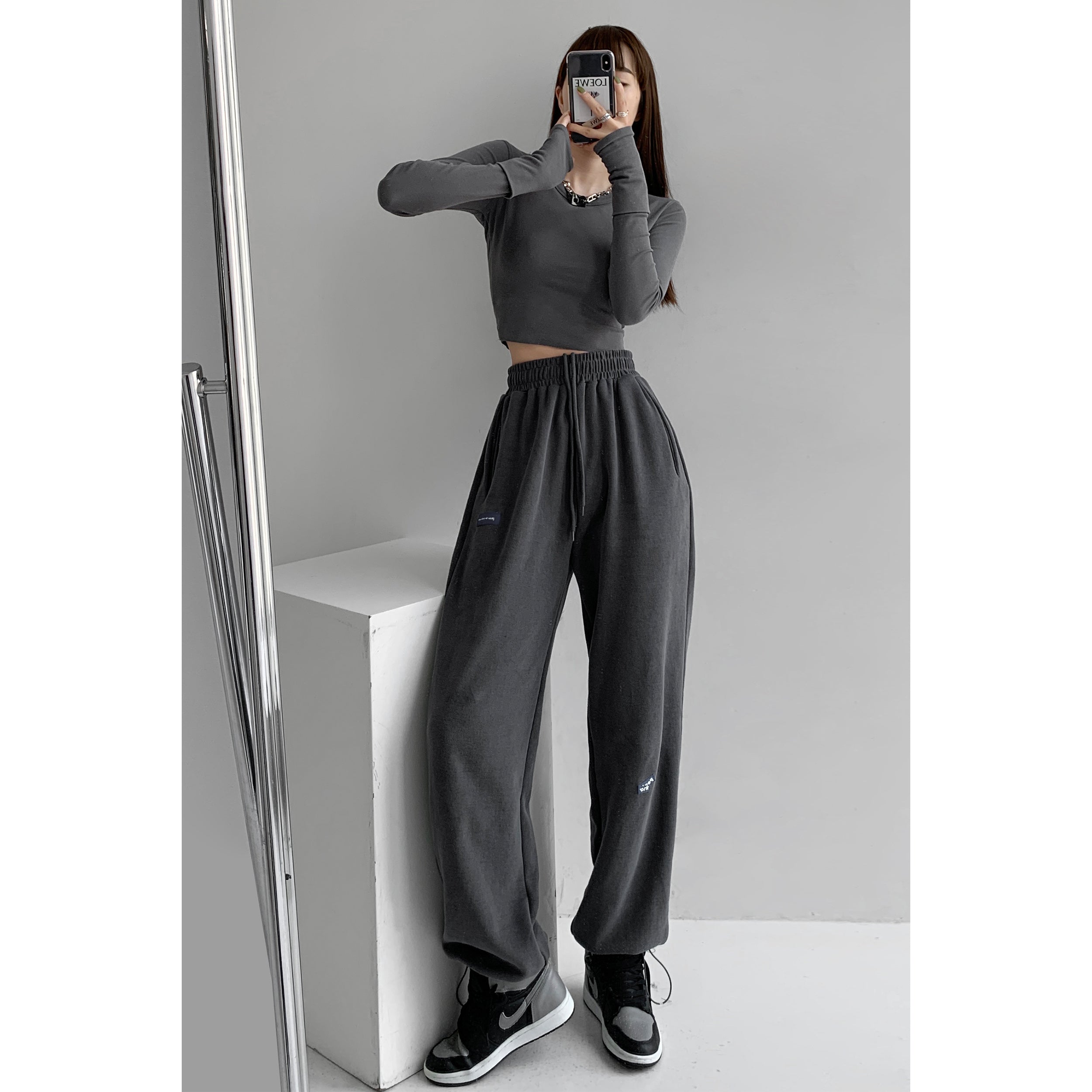 Thin Drawstring Sports High Waist Casual Pant