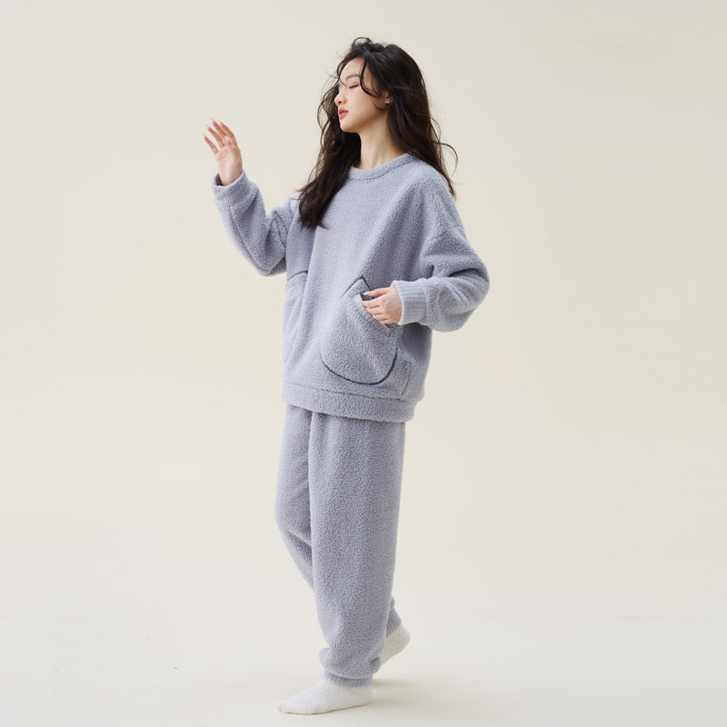 Women's Coral Fleece Thickened Pajamas Fleece-lined Loungewear