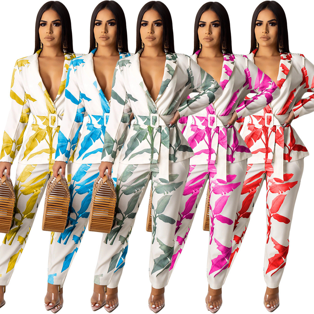 Print jacket+trouser suit Long Sleeve Pant