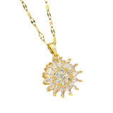Light Luxury Rotatable SUNFLOWER Necklace Female Simple Trendy Fashion Temperament Clavicle Chain Accessories