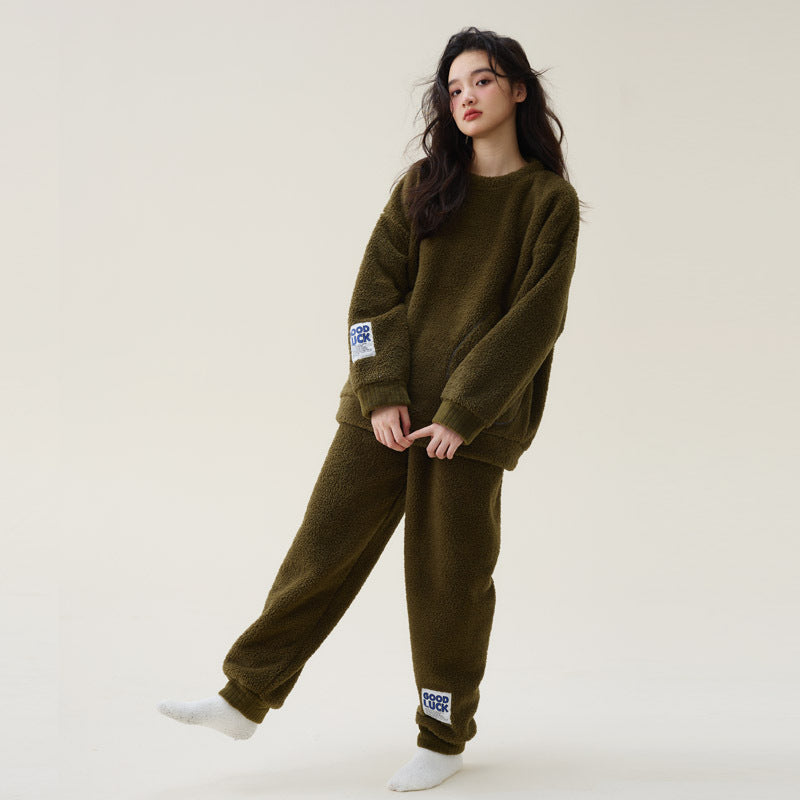 Women's Coral Fleece Thickened Pajamas Fleece-lined Loungewear