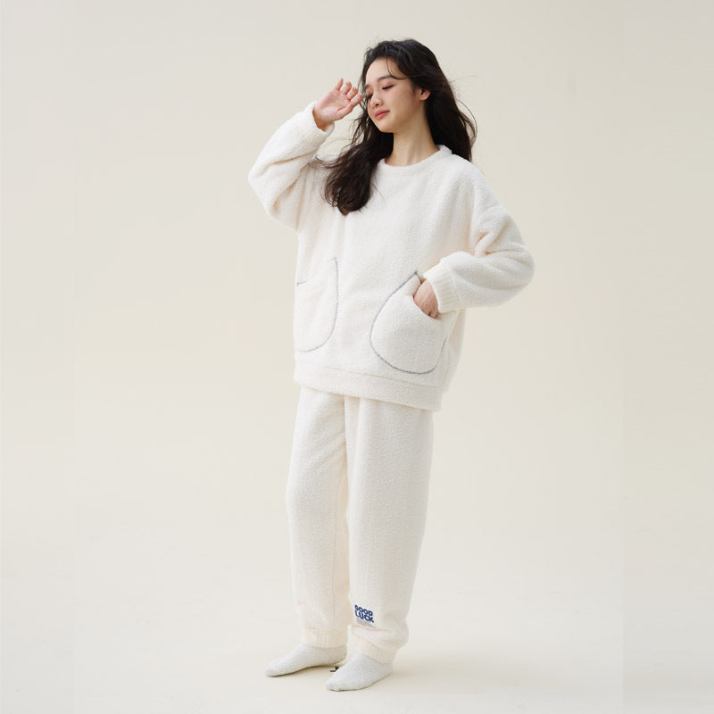 Women's Coral Fleece Thickened Pajamas Fleece-lined Loungewear