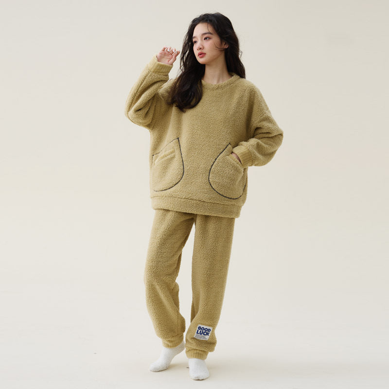 Women's Coral Fleece Thickened Pajamas Fleece-lined Loungewear