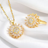 Light Luxury Rotatable SUNFLOWER Necklace Female Simple Trendy Fashion Temperament Clavicle Chain Accessories