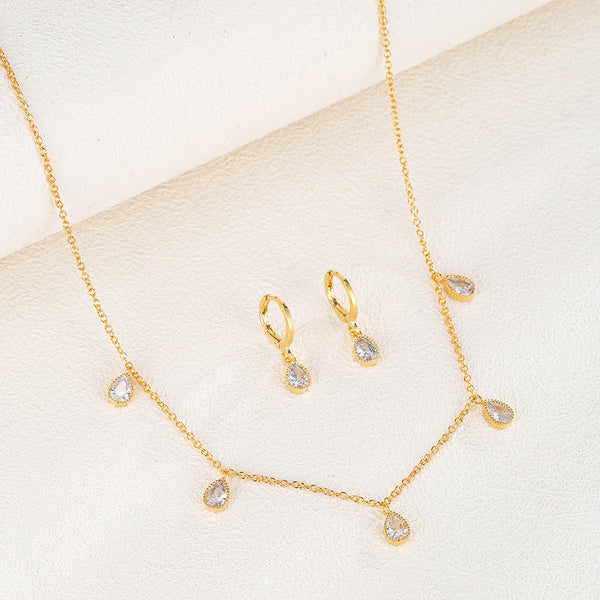 Special Interest Light Luxury Micro-inlaid AAA Zircon Earrings Necklace Set Women's Accessories